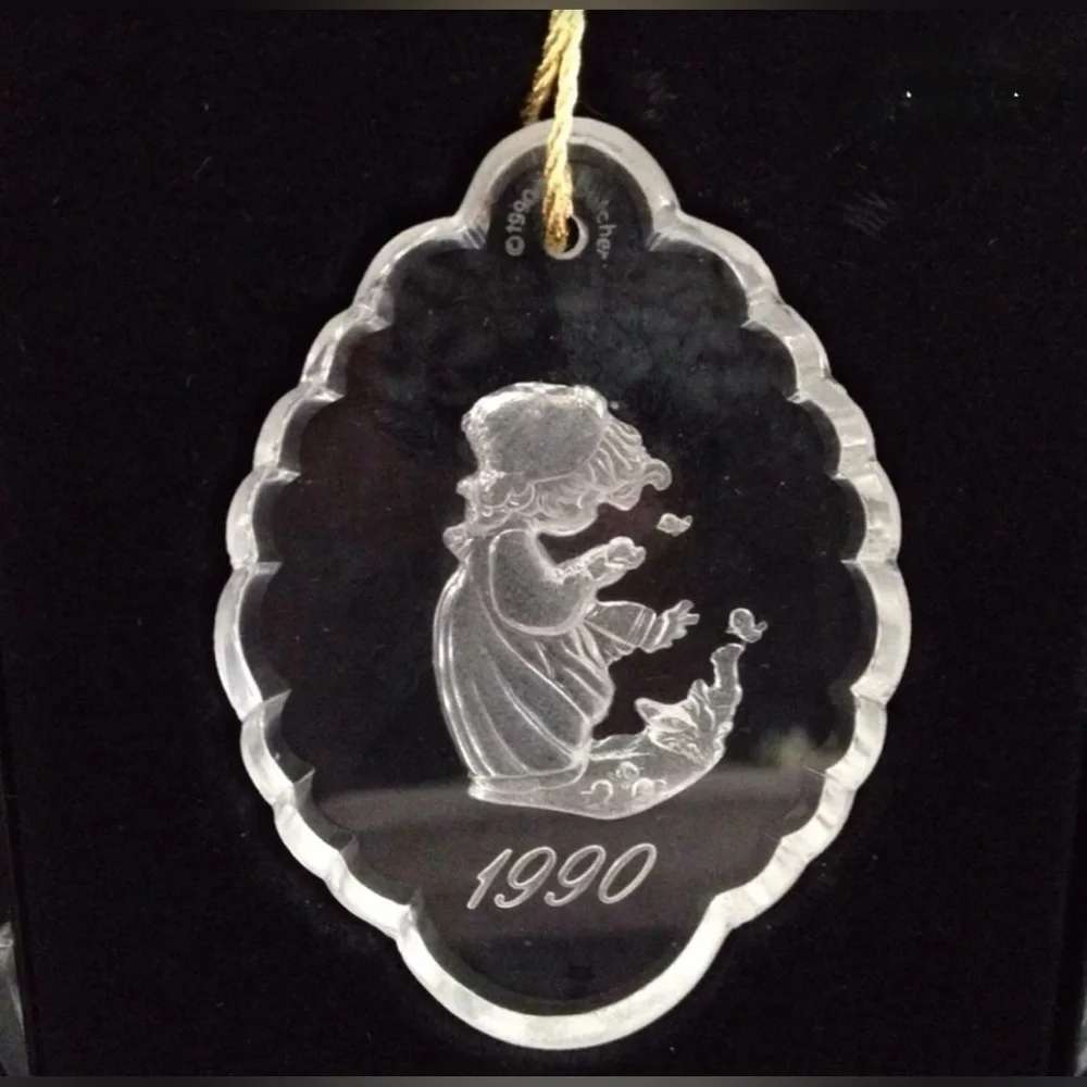 Enesco Precious Moments Lead Crystal Dated 1990 Christmas Ornament Vintage636886